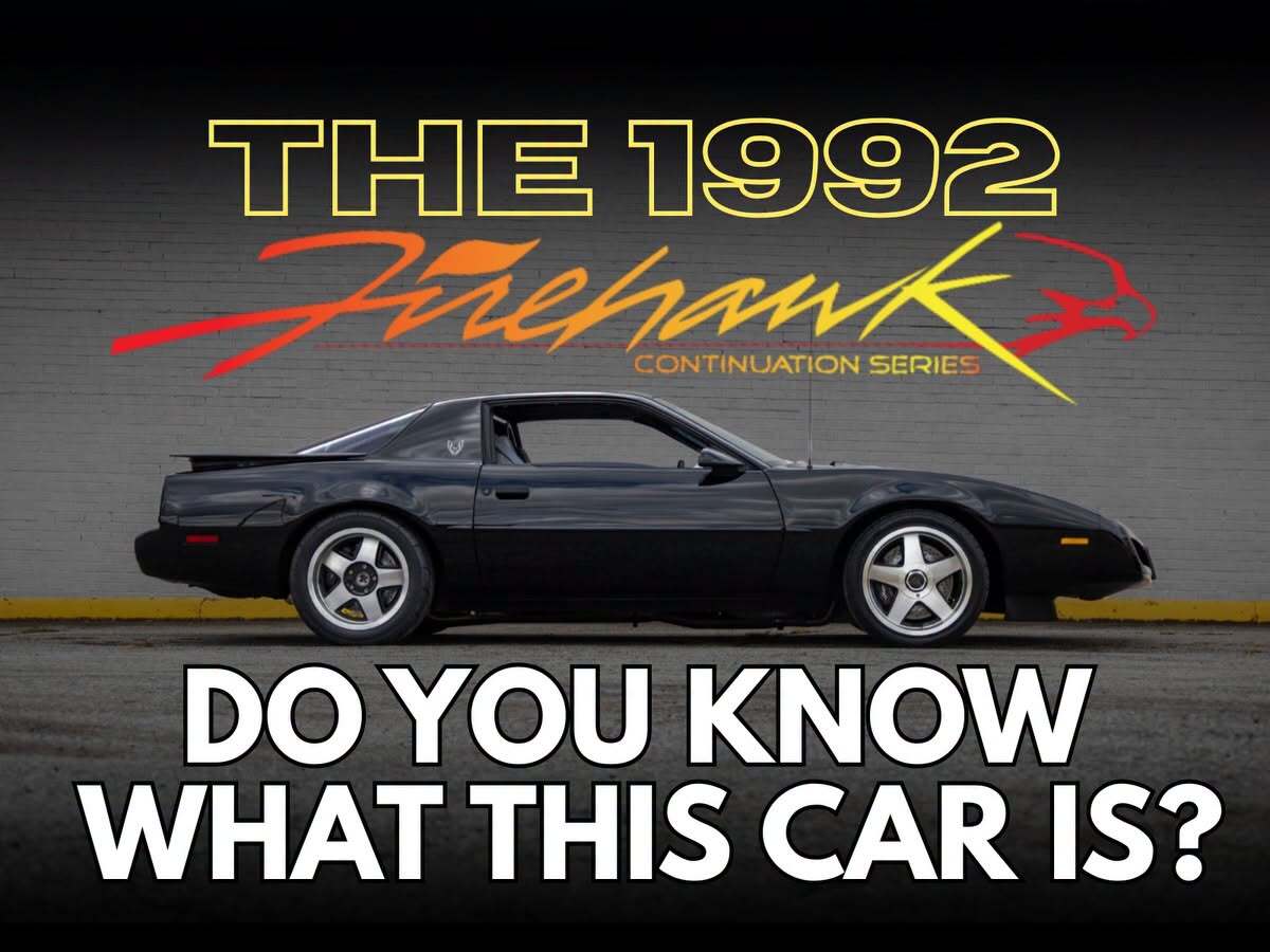 Black 1992 Pontiac Firehawk continuation-series tribute in side profile