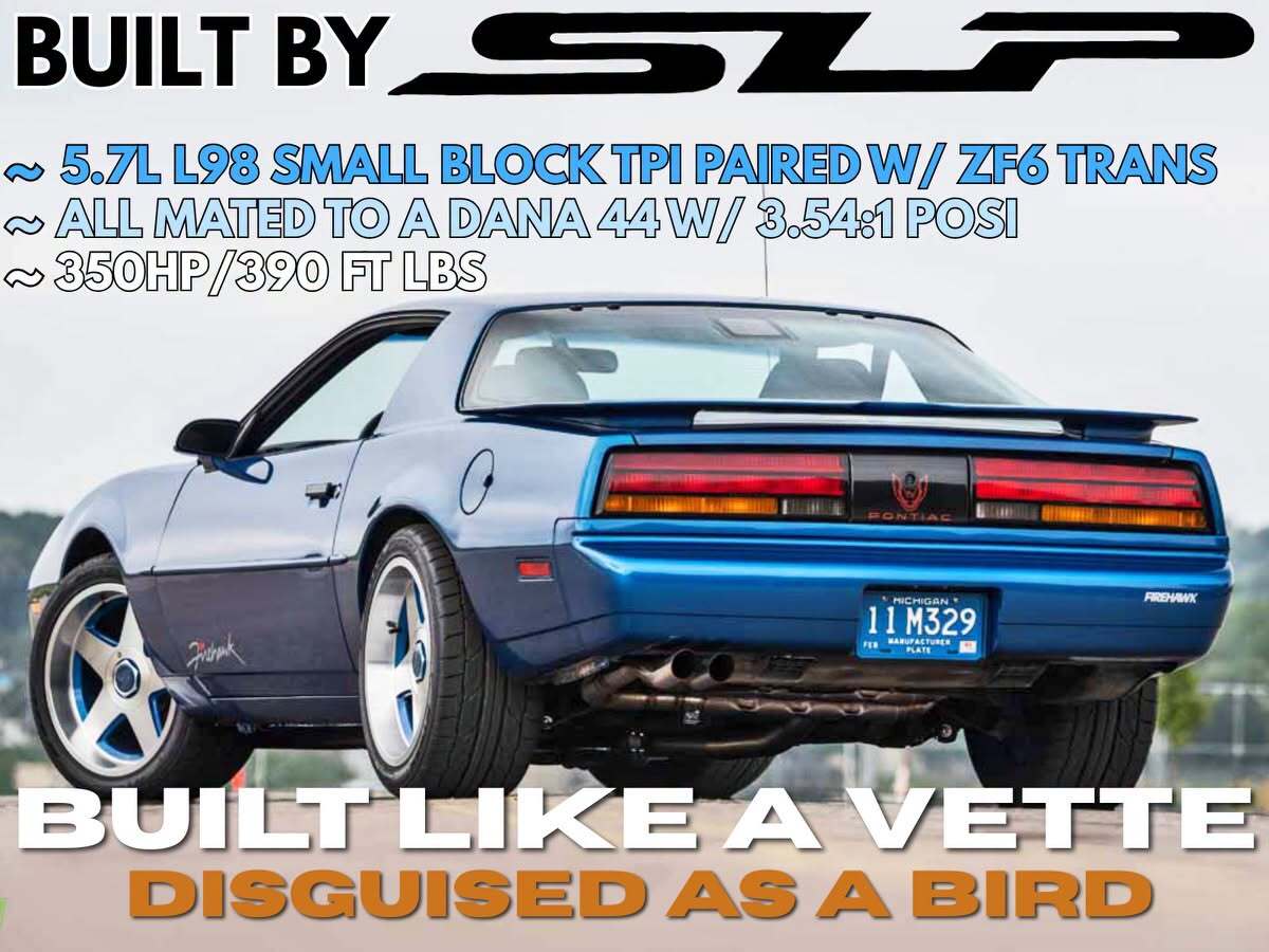 1992 Pontiac Formula Firehawk showing SLP drivetrain specifications
